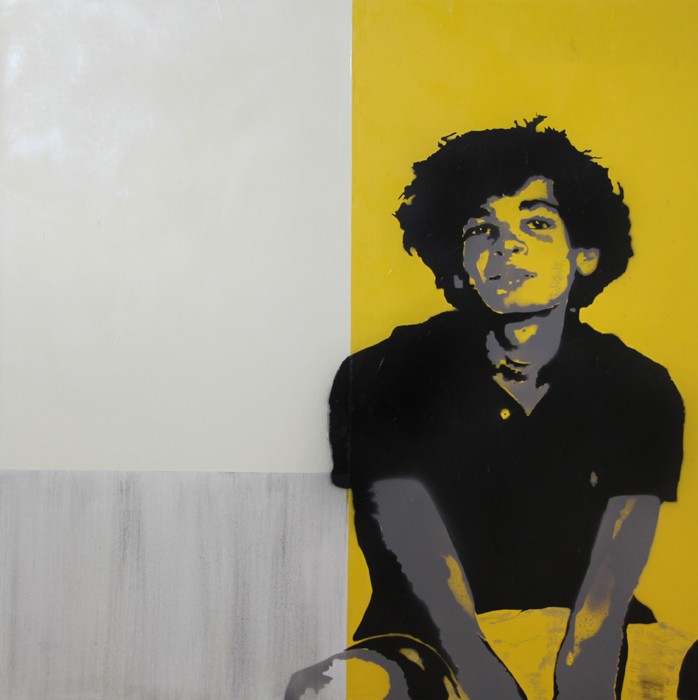 Portrait Jaune,oil and mixed media, 80cmx80cm